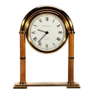 Tiffany & Co. Brass Desk Mantle Clock - Swiss made quartz movement, battery operated.