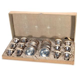 Cased sterling silver demi-tasse set