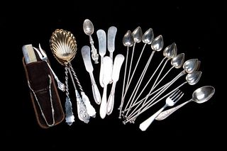 A grouping of sterling silver