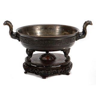 19th Century Chinese Bronze Tripod Censer