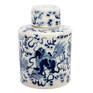 19th century blue and white jar and cover