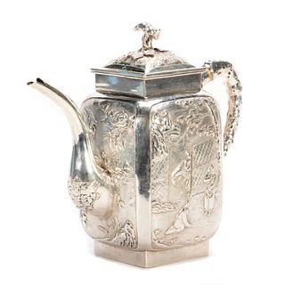 Late 19th/early 20th Chinese silver teapot