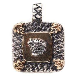 Dian Malouf silver and 14k gold pendant