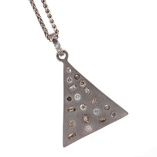 Diamond and blackened silver pendant & chain