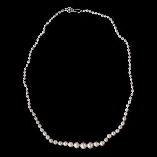 Graduated cultured pearl & 10k white gold necklace