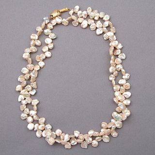 Keshi pearl and 14k gold necklace