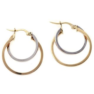 Pair of 14k bicolor hoop earrings
