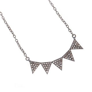 Diamond and blackened silver necklace