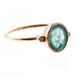 Emerald, diamond and 18k gold ring