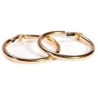 Pair of 14k gold hoop clip-earrings