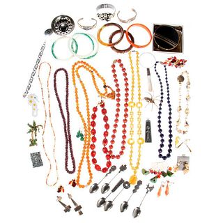 Collection of beaded, costume jewelry & accessories
