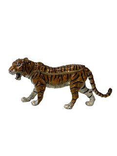 Artist Unknown Enamel Tiger Sculpture