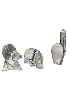 (3) Baccarat Art Glass Animals