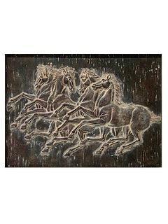 Decorative Raised Horse Picture With Mirrored