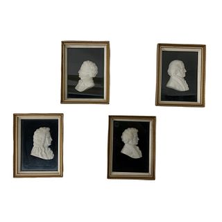 (4) Four French Alabaster Framed Portraits
