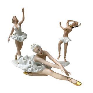 (3) Three Porcelain Ballerina Dancer
