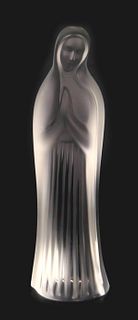 LALIQUE FROSTED CRYSTAL MADONNA STANDING FIGURE