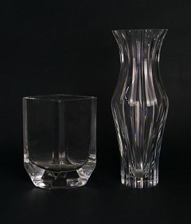 2 PIECES OF CLEAR SIGNED ART GLASS KOSTA & MOLAR