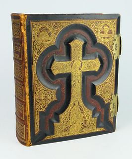 1884 DOUAY-RHEINS ILLUSTRATED LEATHER BOUND BIBLE