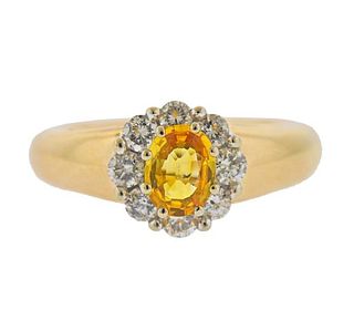 14K Gold Diamond Sapphire Cluster Ring