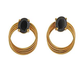 14K Gold Onyx Earrings