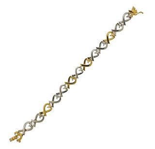 Tiffany &amp; Co Picasso 18K Gold Silver Open Heart Bracelet