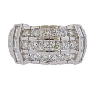 18K Gold 3.39ctw Diamond Wide Band Ring 