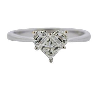 18K Gold Diamond Heart Engagement Ring