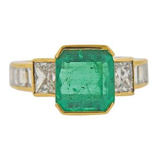 18K Gold Diamond 3.52ct Emerald Ring