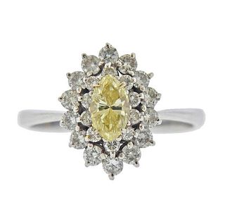 18K Gold White Fancy Diamond Cluster Ring
