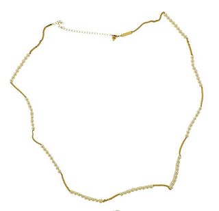 Tasaki 18K Gold Pearl Bead Necklace 