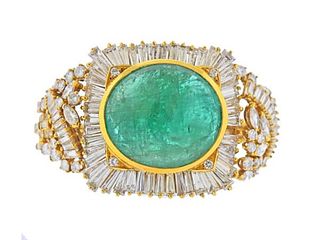 10K Gold 10ctw Diamond Emerald Bracelet
