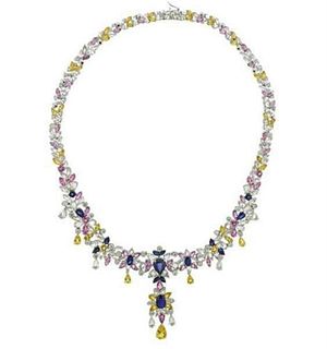 18k Gold Diamond Multi Gemstone Necklace