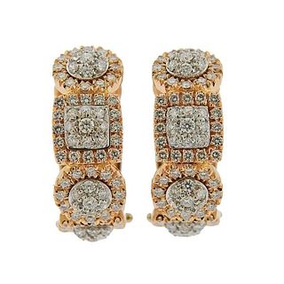 18k Gold  Diamond Hoop Earrings