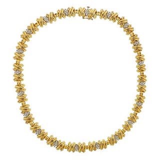 14k Gold Diamond X Necklace