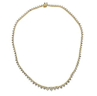 14k Gold Clear Stone Riviera Necklace 