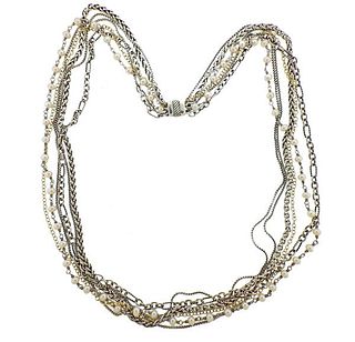 David Yurman Sterling 18k Gold Pearl Multi Strand Necklace