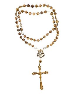 Antique 18k Gold Cross Rosary Necklace 