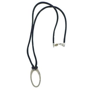 Aaron Basha 18k Gold Diamond Pendant Cord Necklace