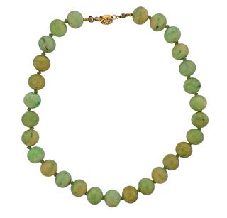 Natural Jadeite Bead Necklace 