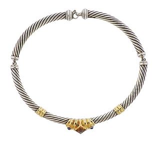 David Yurman Renaissance 14k Gold Silver Cable Gemstone Necklace