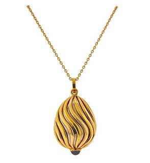 18k Gold Sapphire Pendant Necklace 