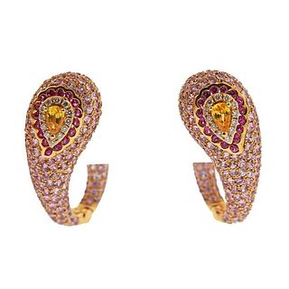 Valente Multi Color Sapphire Diamond Rose Gold Earrings