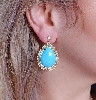Irene Neuwirth Turquoise Diamond Labradorite Gold Earrings