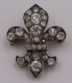JEWELRY. French 18kt Gold and Diamond Fleur-de-Lis