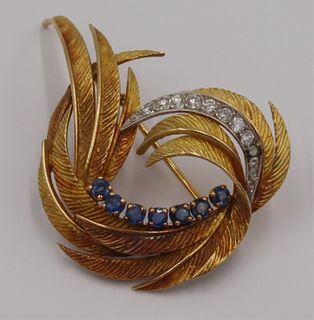 JEWELRY. French 18kt Gold, Diamond and Sapphire