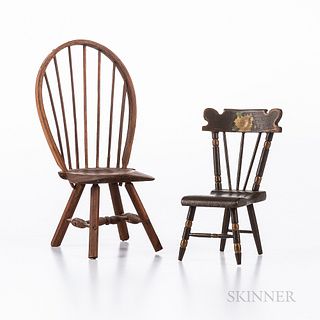 Two Carved and Painted Miniature Chairs