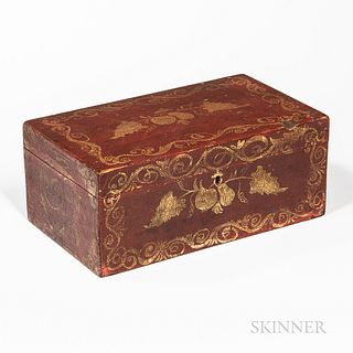 Red and Gold Paint-decorated Poplar Document Box