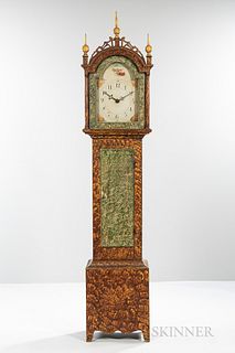 Paint-decorated Pine Wooden Works Tall Case Clock