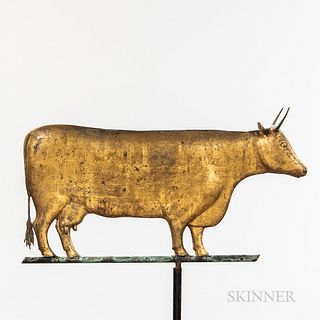 Molded and Gilded Sheet Copper Cow Weathervane